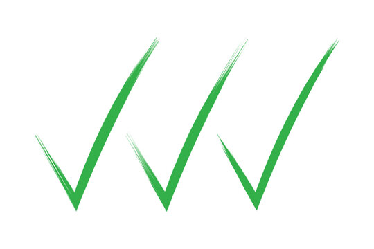 Hand drawn brush stroke approval tick mark sign icon set green success symbol vector illustration