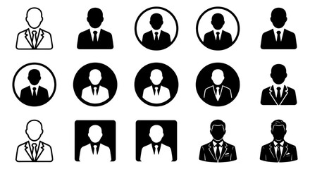 Obraz premium Corporate profile avatar selection silhouettes. Set of business profile silhouettes with circular highlights for employee selection, recruitment, team identity, and human resources concepts.