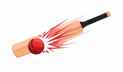Dynamic cricket bat hitting ball with speed trail modern flat vector sports equipment illustration © BijoyChandra