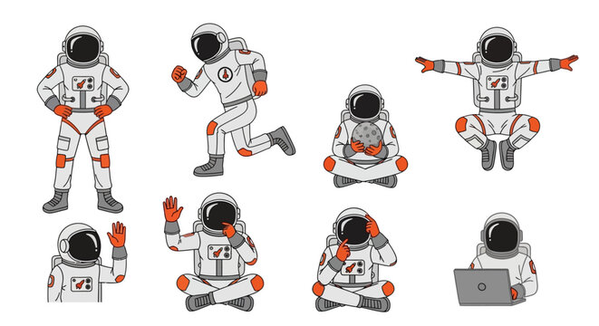 Astronauts in Various Poses and Activities Collection.