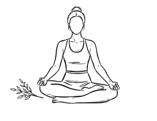 Obraz premium Serene buddha sketch a minimalist line drawing of a meditating figure in lotus position