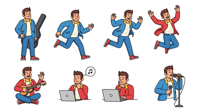 Collection of a Man Engaged in Various Activities and Hobbies.