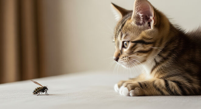 Kittens Intense Stare A Feline Focus on a Fly.