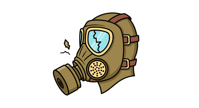 Broken Filter on an Old Gas Mask Evokes Forgotten Times of Struggle and Survival in a Desolate Landscape