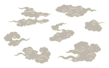 Obraz premium set of hand drawn illustrations of traditional c;oud elements vector.