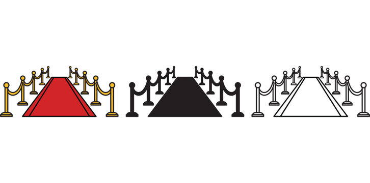 carpet,stanchion,set flat design for event entrance collection vector graphic for luxury party planner