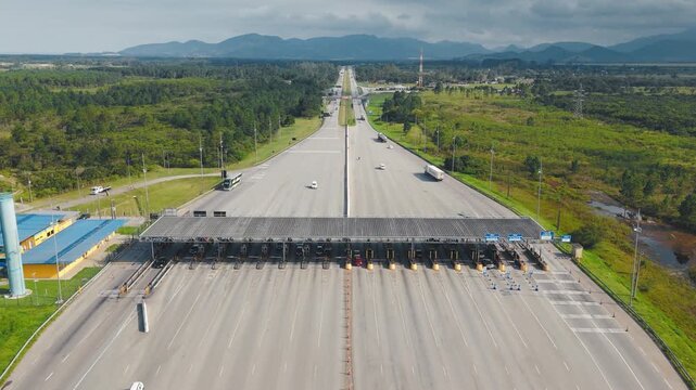 Toll gate on the highway BR101 in the state of Santa Catarina, Brazil