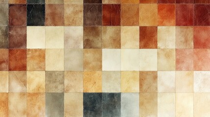 Fototapeta premium Bright tiles form a stunning patchwork of warm colors reflecting an artistic design