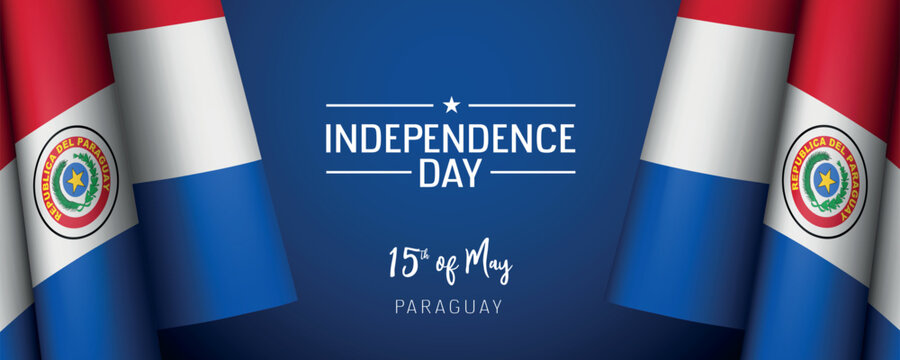 Paraguay independence day vector banner, greeting card.