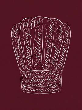 Chef Hat Calligram Typography Design for Culinary Art Restaurant and Gourmet Cooking
