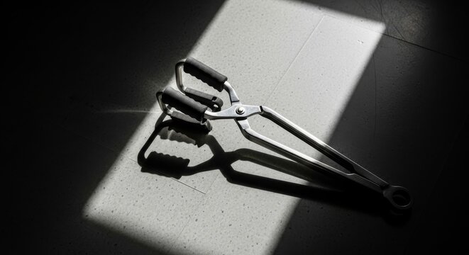 Metal Beaker Tongs with Grips on Textured Surface