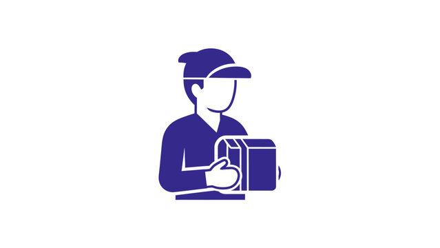 Delivery Man Holding Package Box.