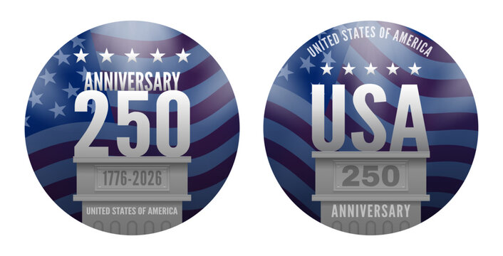 usa  united states of america 250 th anniversary celebration cicrle banners cards  vector illustration
