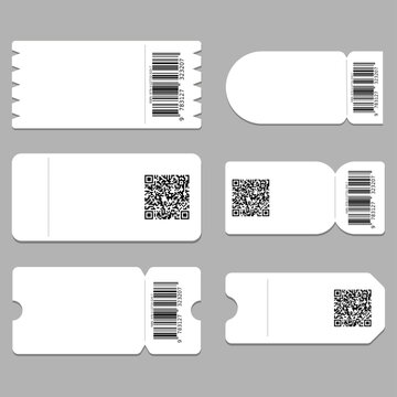 Set of vector ticket templates with codes