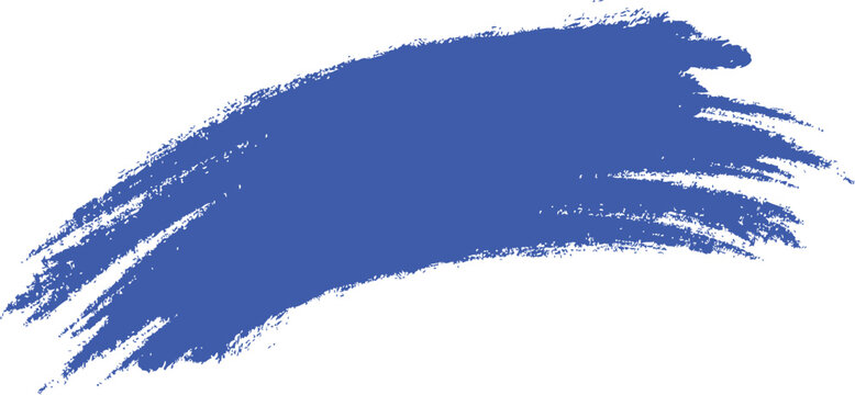 Blue paint brush stroke with textured acrylic smear and rough edges. Abstract artistic splash banner for creative design, grunge background, ink swipe and modern graphic composition.