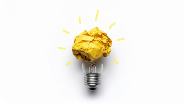 Golden lightbulb icon representing a brilliant idea, innovation, success, and creative solution concept, isolated on white background for business and technology themes