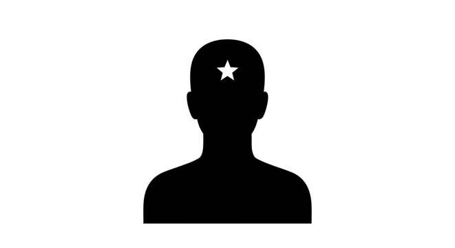 Man silhouette with star on forehead.
