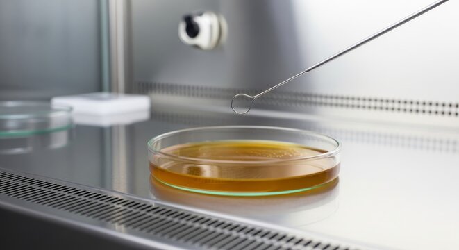 Petri dish with agar medium and inoculation loop