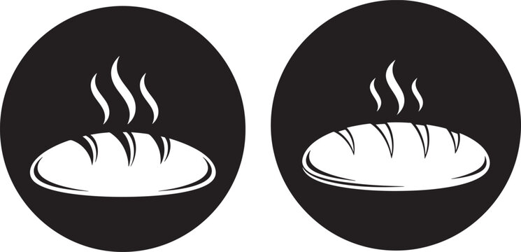 Set of two hot steaming fresh bread loaves icon design with bakery product bakery store illustration silhouette isolated breakfast homemade nutrition restaurant culinary minimalist branding