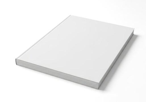 Isolated closed white exercise book mockup, clean stationary notepad for branding presentation, school supplies template