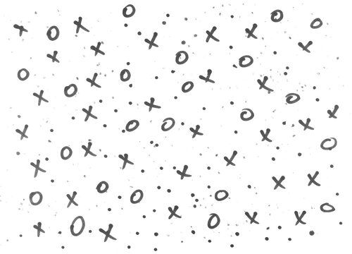 Pattern x o, black marker isolated on white background, abstract design element