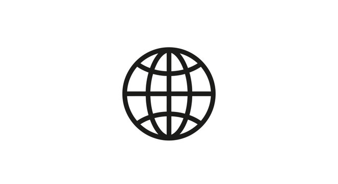 Simple Black Globe Icon Symbol.