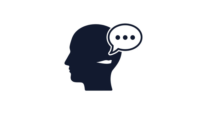 Silhouette of Head with Speech Bubble.