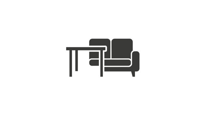 Simple black chair and small table.