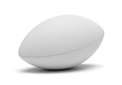 Isolated plain white American football ball, blank textured surface for custom branding, sports equipment design element