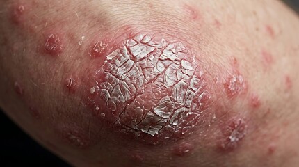 Fototapeta premium psoriasis skin condition with red scaly patches psoriasis skin condition with red scaly patches