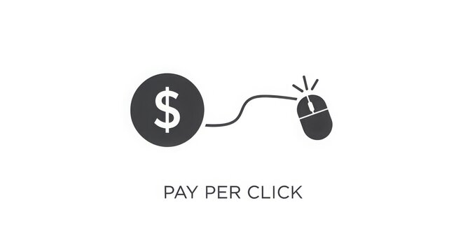 Pay per click advertising concept with dollar sign and computer mouse