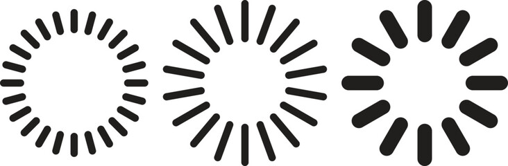 Fototapeta premium Bold Circular Loading Spinner Icons with Thick Bars and Rounded Segments Isolated PNG