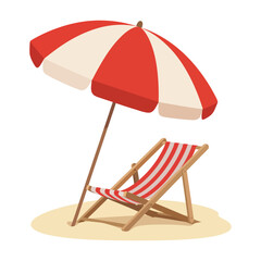 Beach Chair with Umbrella – Seaside Relaxation Vector Drawing © DRISTY