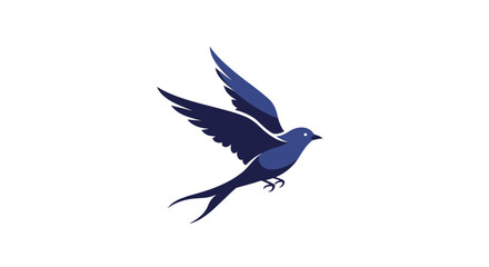 Obraz premium Elegant blue swallow bird soaring through the air with its wings spread wide isolated on a clean white background for nature designs.
