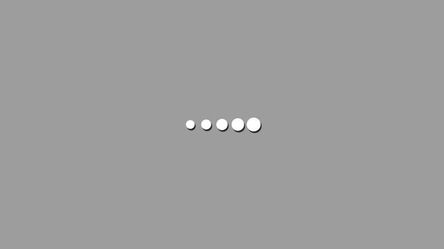 Animated 5 dots blinking preloader. Ellipsis. Waiting process. 4K video footage with alpha channel transparency. Website loader. Colorful loading progress icon animation .
