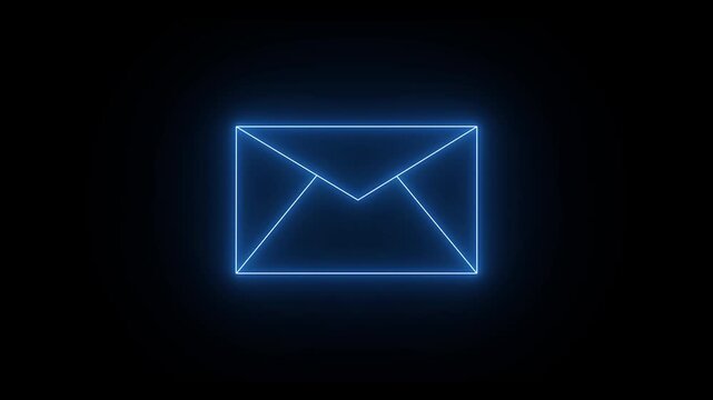 Animated neon mail envelope icon Neon glowing Message box icon.
