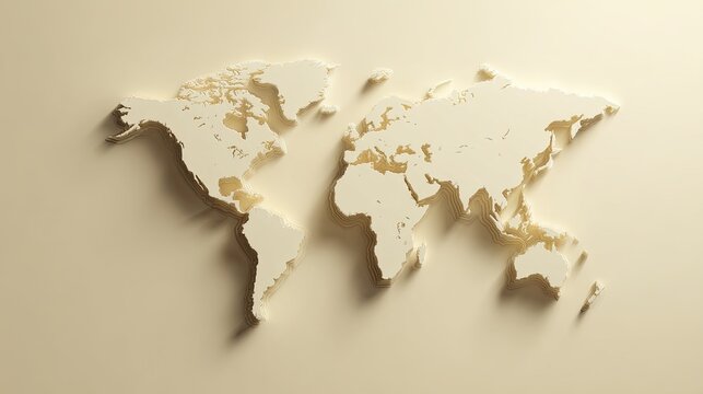 Abstract Paper Cut Map of the World
