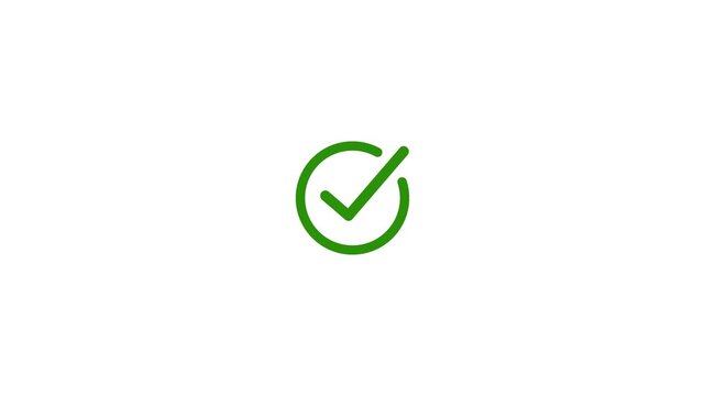 Animated green check mark icon. Isolated on a white background.