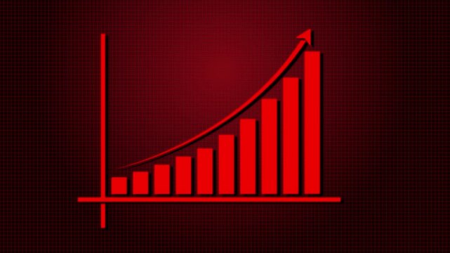 Animated business graph chart with upward trend on grid line background.Business Financial Growing Business Income And Earnings.