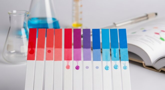 Color Coded Litmus Paper Strips Showcasing pH Levels