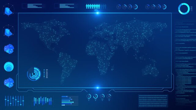 Global Data Dashboard World Map Analytics Interface global analytics, data visualization, business metrics, technology interface. finance, data science global monitoring, network systems presentations