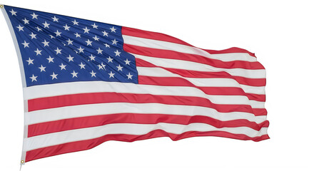 Fototapeta premium American USA flag waving in wind isolated on transparent background