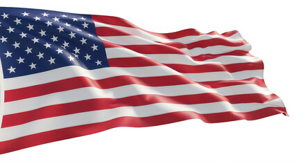 Obraz premium American flag waving in wind with stars and stripes isolated on transparent background
