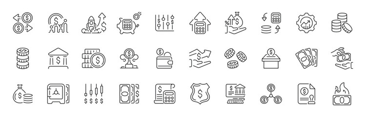 Finance business outline icon set: editable stroke thin line financial symbols © Jocelyn_Flores