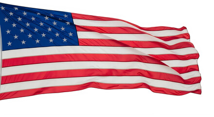 Obraz premium Waving American USA flag with stars and stripes isolated on transparent background