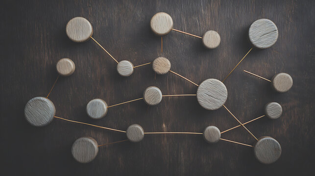 Connected circular objects on dark surface symbolizing trust, reliability, and security