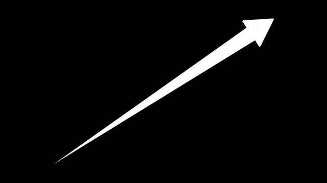 Diagonal Arrow Moving from Bottom Left to Top Right in 1 Second with Alpha Channel
