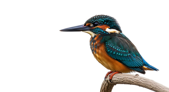 A kingfisher perched on a branch looking to the left