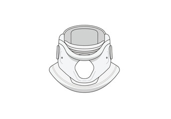 Fototapeta premium Outline drawing of a white medical rigid cervical collar on a white background