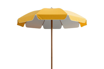 Obraz premium Yellow beach umbrella providing sun protection for summer vacations and relaxing holidays, transparent background